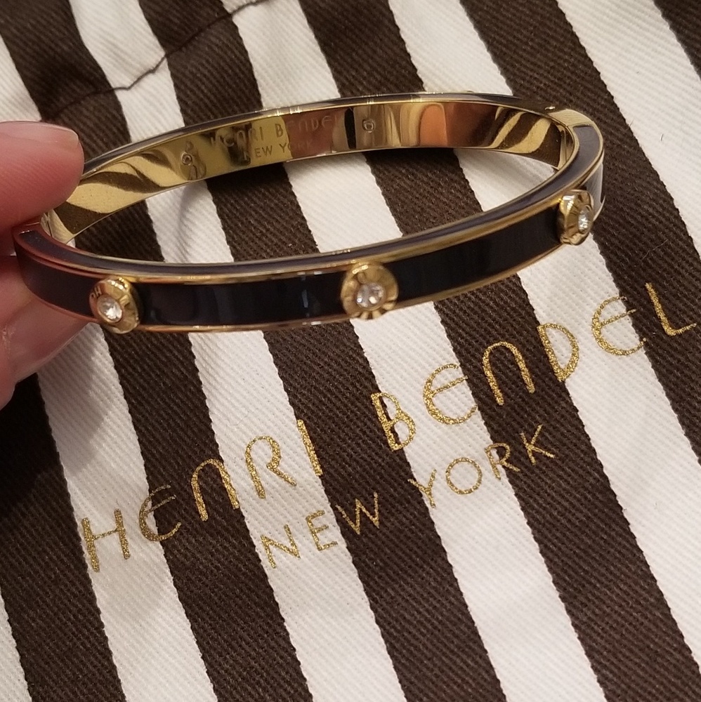 Henri Bendel Navy Enamel/Gold Rivet Bracelet